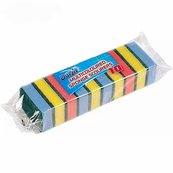 اسکاچ اسفنجی ظرفشویی دوزیت Duzzit انگلیس مدل Multicoloured بسته 10 عددی